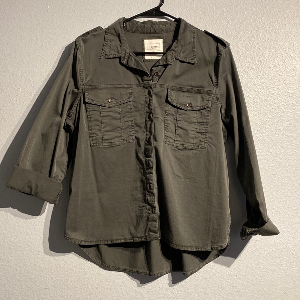 🆕WOT Sonoma Button down, deep army green XL